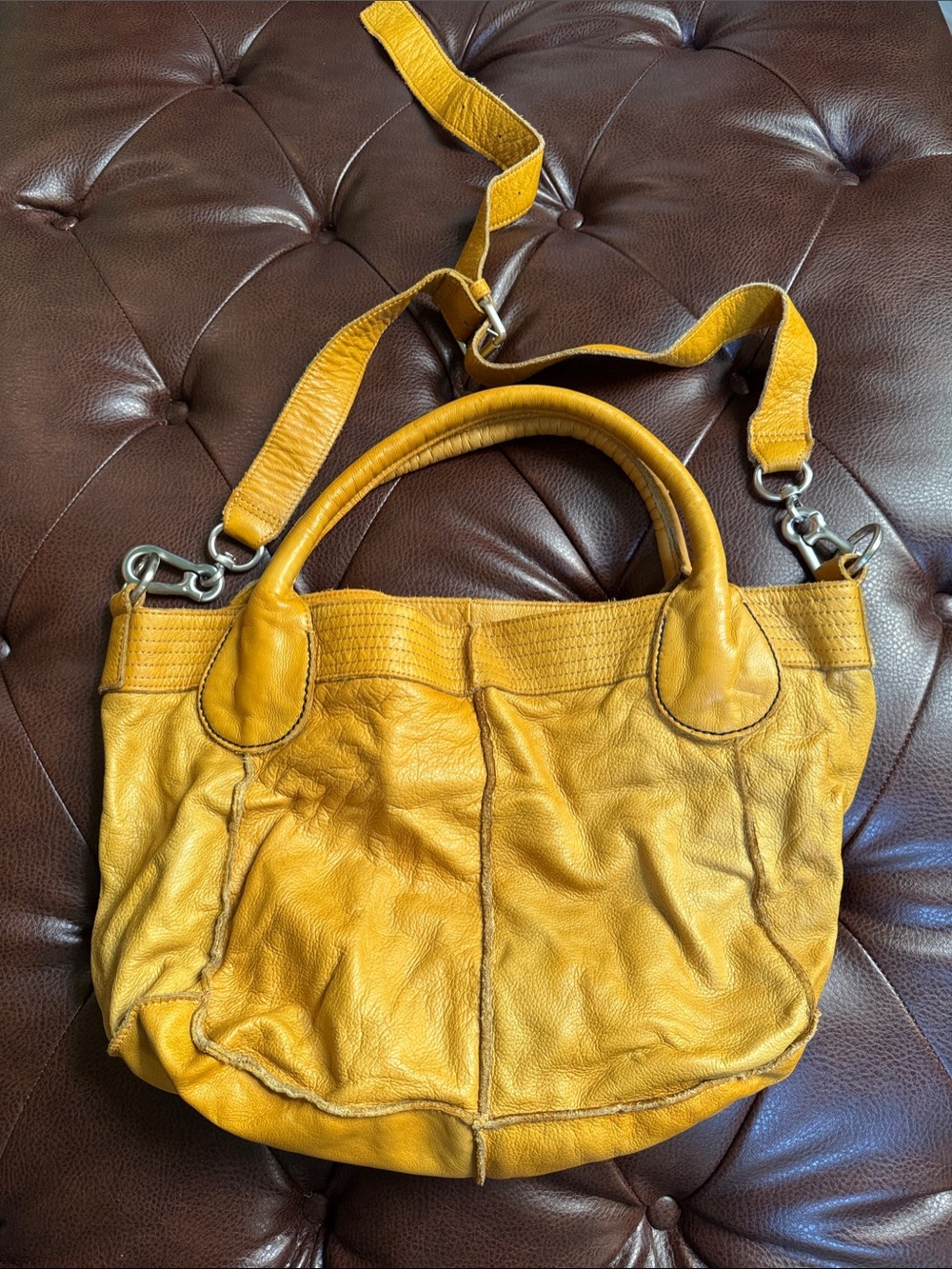 Liebeskind Mustard Yellow Leather Crossbody Tote